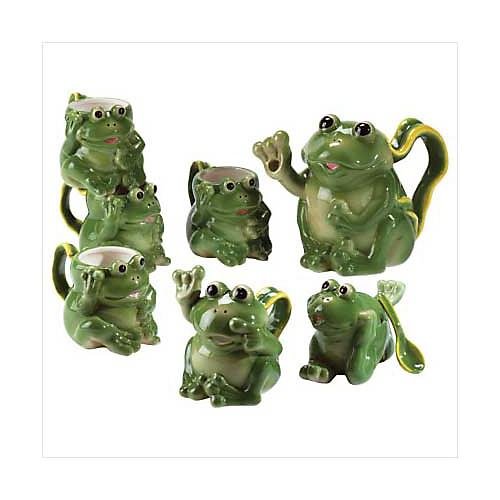 10 Pc. Porcelain Frog Tea Set