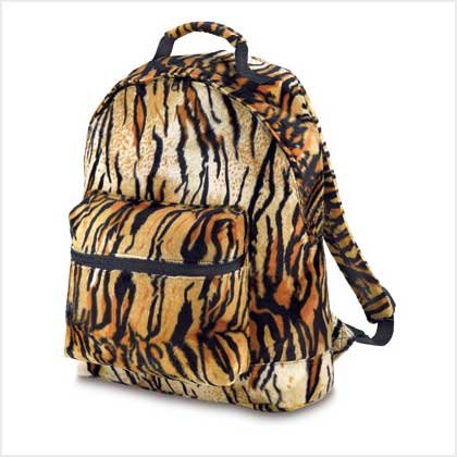 3872500: Tiger Print Plush Backpack-Great for School/College/Traval and More - oos?