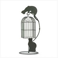 3755400: Metal Cat Birdcage Planter