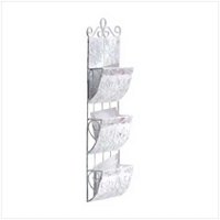3326400: Distressed White Metal Hanging Letter Holder