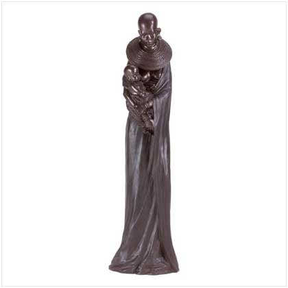 3316100: Masaai Mother and Child Sculpture - African Decor