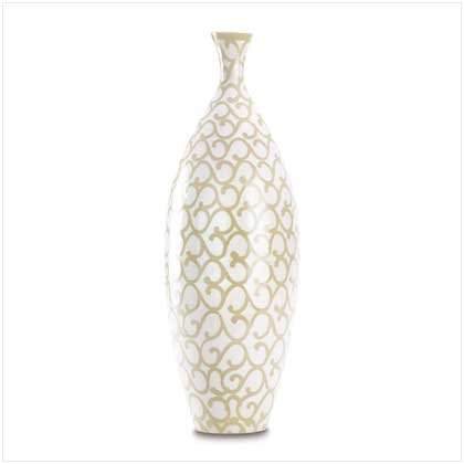 3839000: Cream Scrollwork Vase