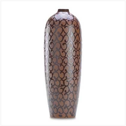 3838800: Mocha Scrollwork Vase - Home Decor