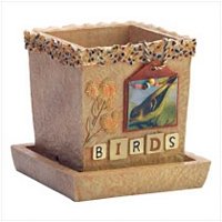 3829700: Birds Scrapbook Themed Pot for Home and Garden Decor