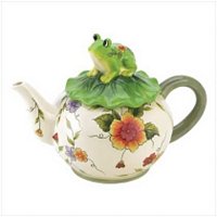 3916800: Charming Floral Design Frog Teapot