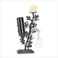3853100 Grapevine Candle, Glasses and Wine Holder