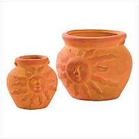 3901000: Sun Face Planter 2 pc Set for Home and Garden Decor