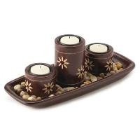 1205200: Zen Candleholder Tray - Asian Home, Office or Garden Decor