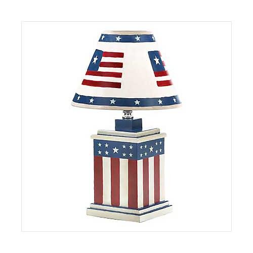 3918500: Vintage Patriotic Americana Lamp - Fourth of July Decor