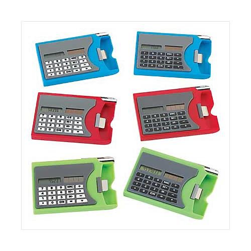 3967600: Calculator Card Holders with Pen - 6 pc. Set in Blue, Red and Green Colors