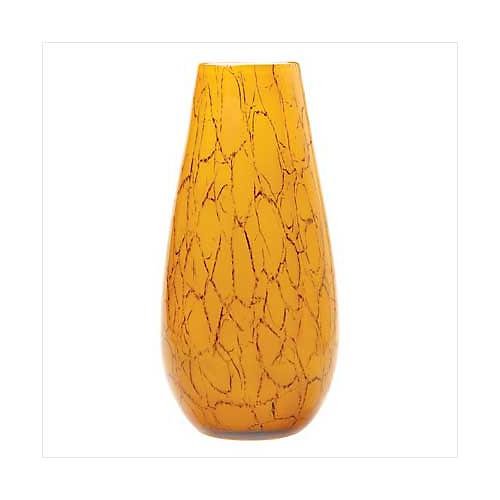 3939900: Amber Opaque Glass Patterned Vase