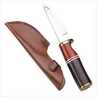 3928000: Exotic Wood Hunting Knife with Leather Sheath