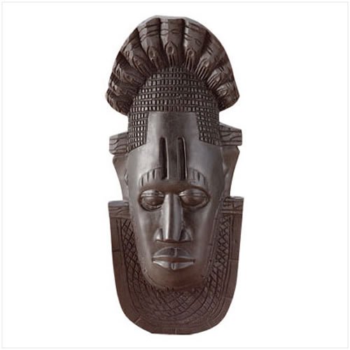 3329500: Ebony Finish African Mask Wall Plaque