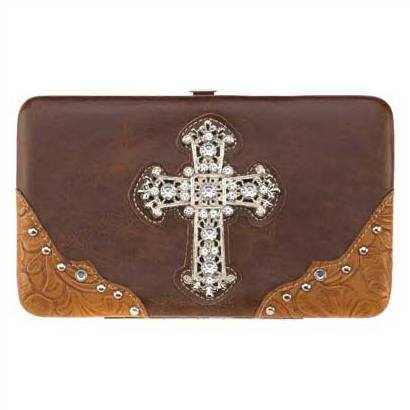 1294100: Jeweled Cross Hinge Wallet - Religious Decor