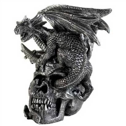 1290100: Skull and Dragon Figurine