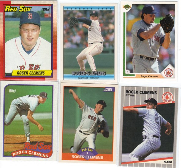 6 Roger Clemens Red Socks cards