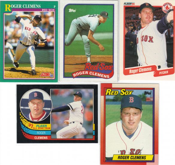 (5) Roger Clemens Boston Red Soxs Cards