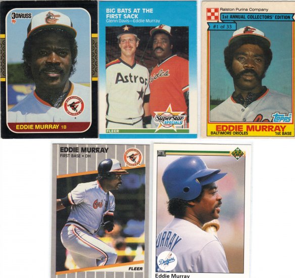 (5) Rare Eddie Murray Cards