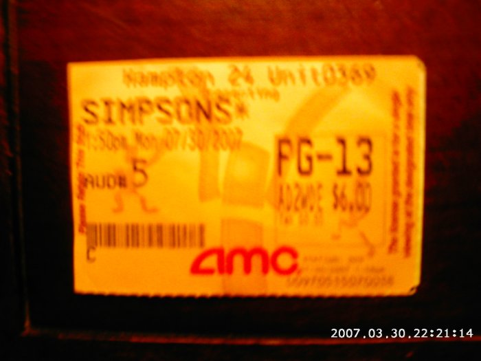 "The Simpsons Movie" Ticket Stub