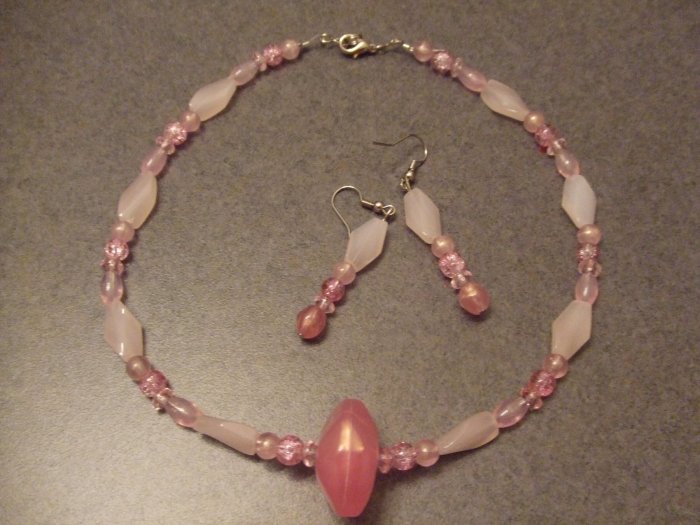 pink rosemary necklace and earrings