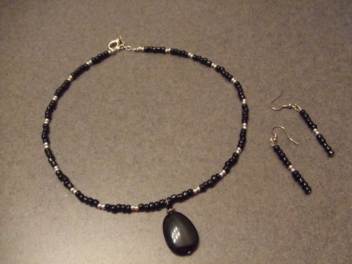 Black Obsidian charm necklace