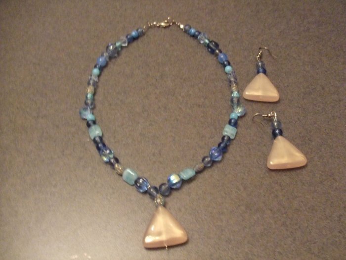 Tropical Blue sandstone necklace and earrings