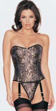 2 Piece Satin Dragon Print Lace Up Back Corset with G-String