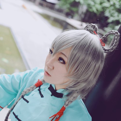 Vocaloid china Luotianyi gray cosplay wig 100cm braid