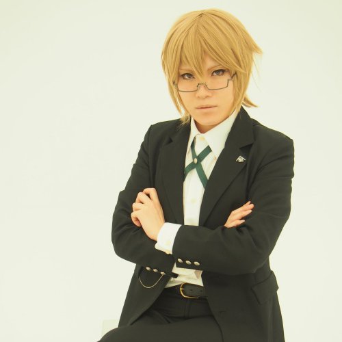 Dangan Ronpa Togami Byakuya short yellow white cosplay wig