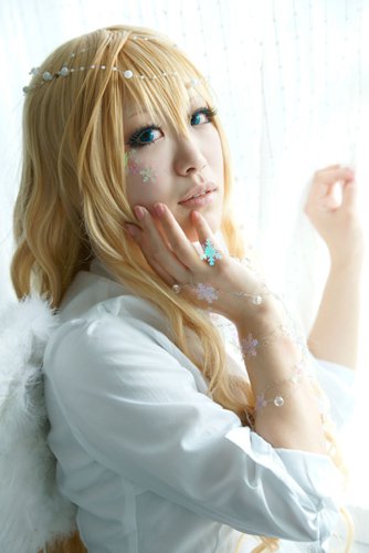angel sanctuary Sara Mudou long 100cm curly gold cosplay wig
