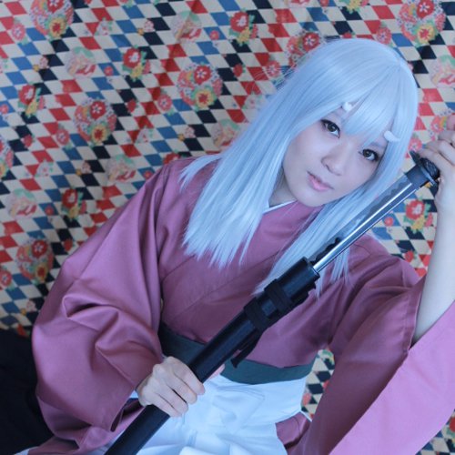 Hakuouki Shinsengumi Kitan yukimura chiduru long 60cm silver white cosplay wig