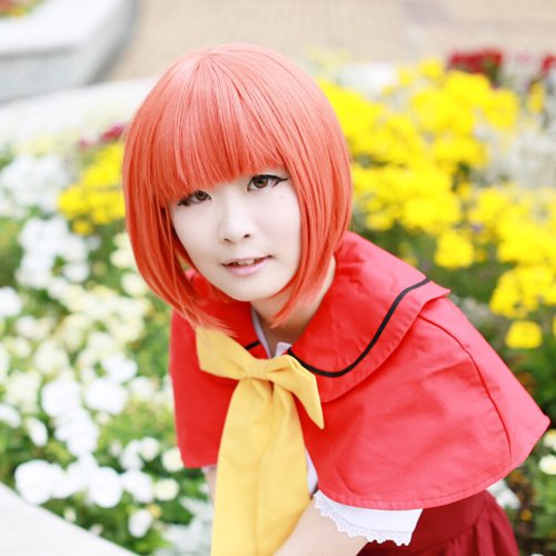 Ookami-san to Shichi-nin no Nakamatachi akai ringo short orange cosplay wig