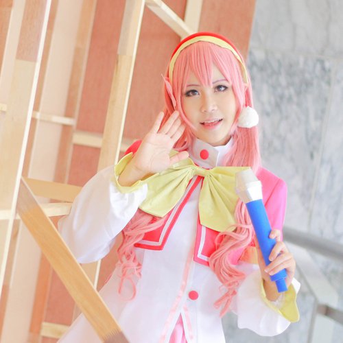 AKB0048 Orine Aida 80cm long pink curly anime cosplay wig