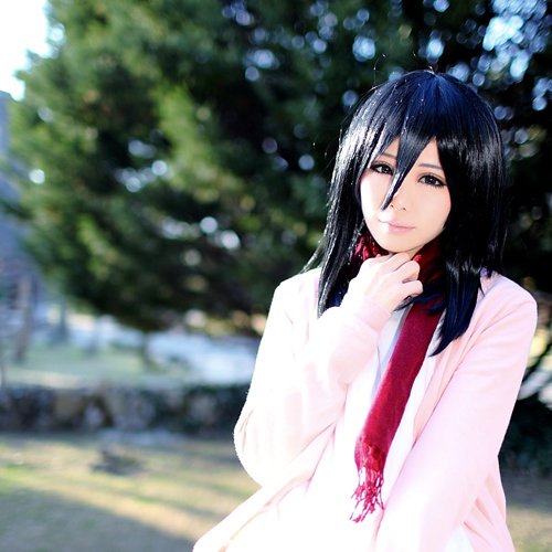Attack on Titan Mikasa Ackerman Young children short black cosplay wig