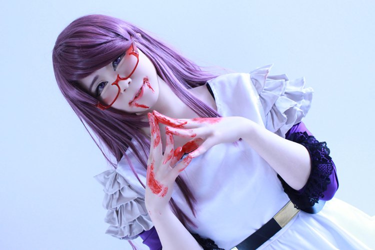 Tokyo Ghoul kamisiro rize 80cm purple mix cosplay wig
