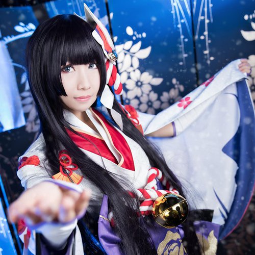 Onmyoji Xue Nv long 100cm black cosplay wig