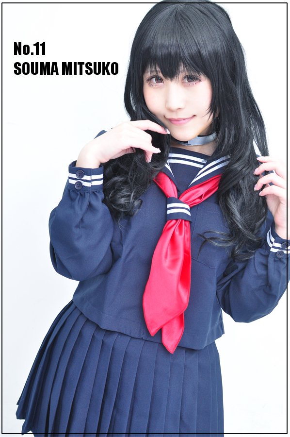 Battle Royale Aiba Hikaruko 70cm black curly cosplay wig