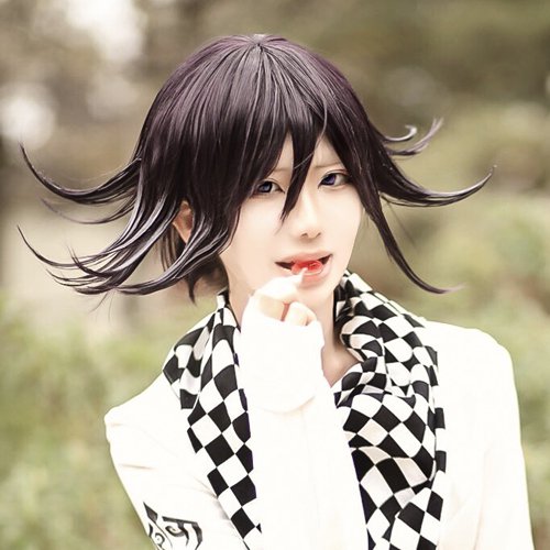Danganronpa V3 Ouma Kokichi black purple short cosplay wig