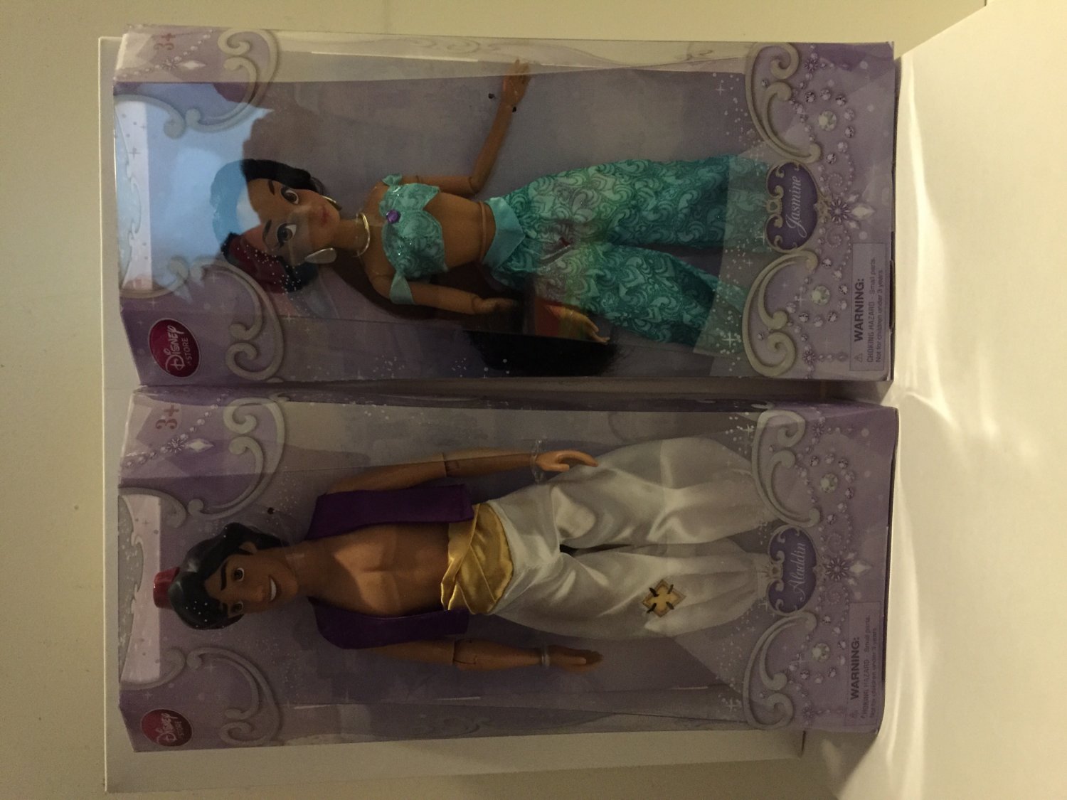 Disney Store Exclusive/Authentic Aladdin & Princess Jasmine Doll-12" H New in Box Set