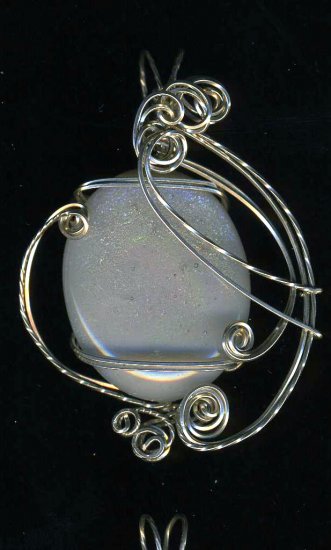 Opal Dichroic Sterling Silver Sclupted Pendant