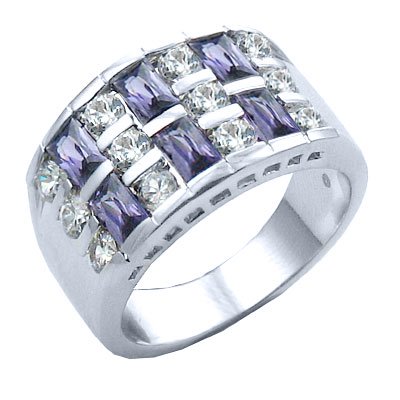 Diamond CZs and Brazilian Amethyst CZ 7.96 carat Ring sizes: 6-7-8