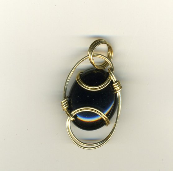 Dichroic Pendant sclupted with 14kt rolled gold