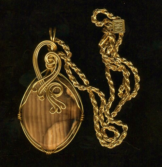 14Kt wire wrapped Petrified Wood Pendant