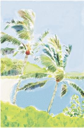 Hawaiian Watercolor - 8 Greeting Cards - Two Palm Trees - Big Island