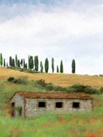 Tuscany Countryside watercolor greeting card - 8 5 inch by 7 inch cards come with 8 envelopes