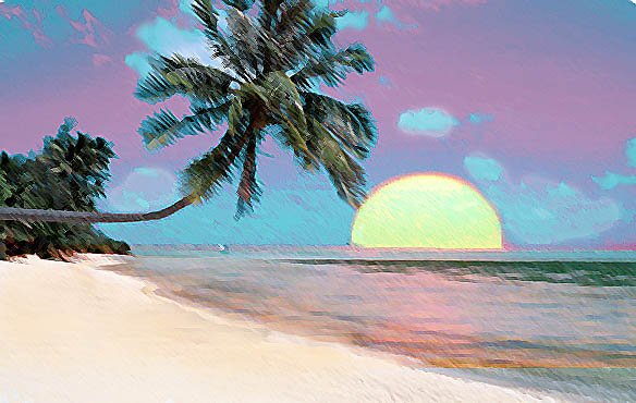 Amazing Sunset in Tropical Paradise - Greeting Cards - box of 8 5-inch by 7-inch cards