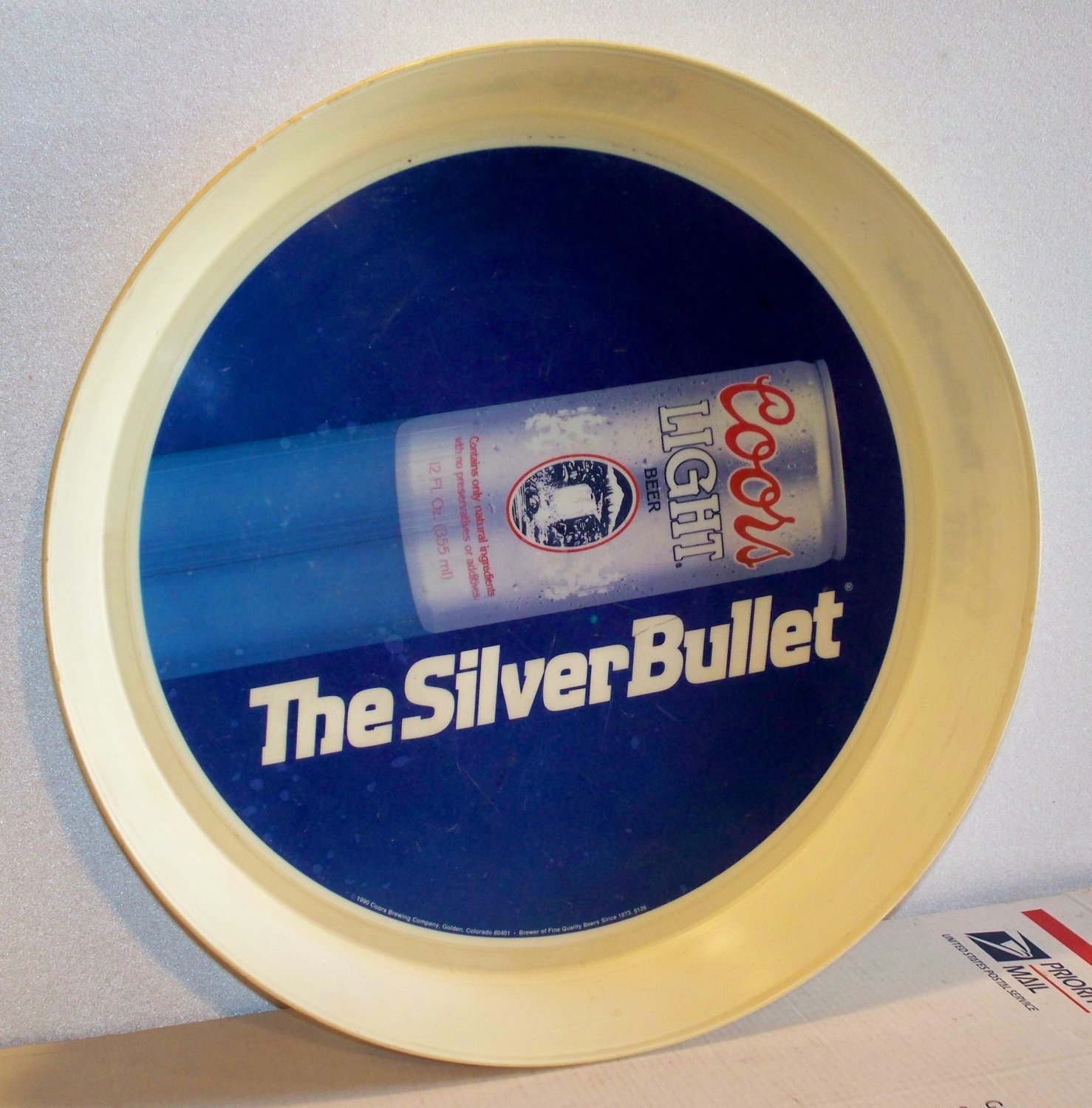 Coors Light The Silver Bullet plastic serving tray 1990 Coors Brewing