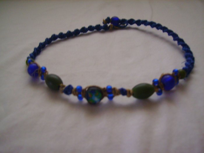 Blue Spiral Hemp Necklace