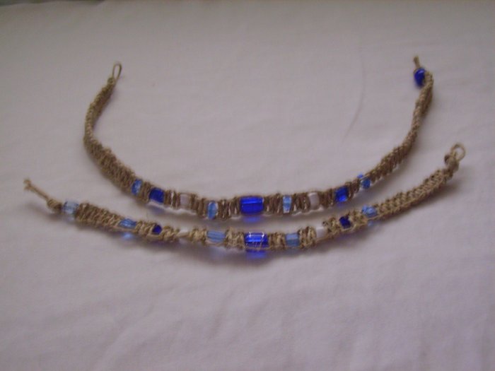 Blue and White Hemp Jewelry set