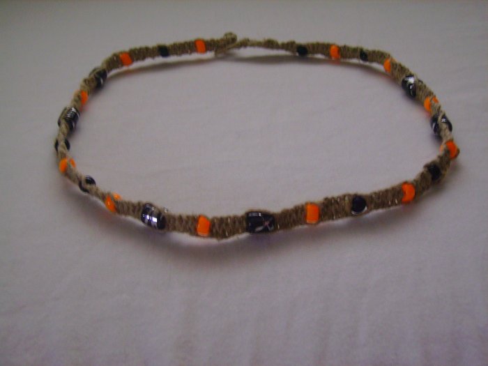 Black and Orange Hemp Necklace